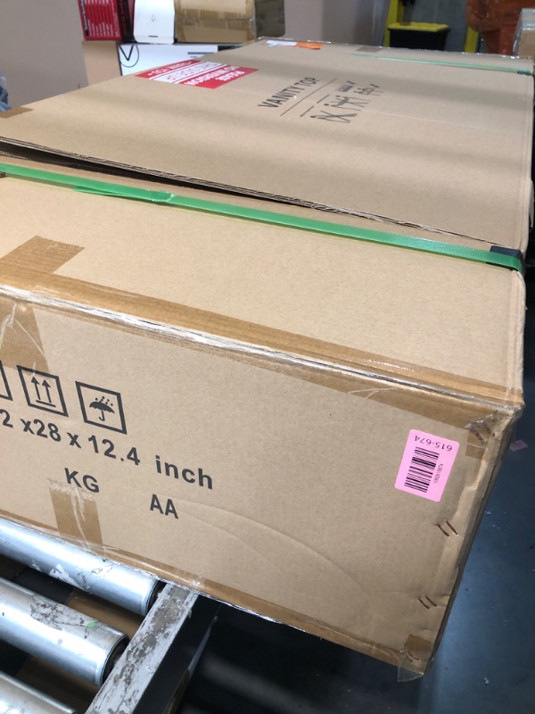 Photo 1 of ****OPENED FOR INSPECTION******FACTORY SEALED***LOCALAND Gray Vanity Sink Top, 48 Inch Engineered Stone Vanity Top with Double Sinks, 8 Inch Widespread Faucet Holes with Center Sink Countertop, Modern Vanity Top with 4” Height Backsplash