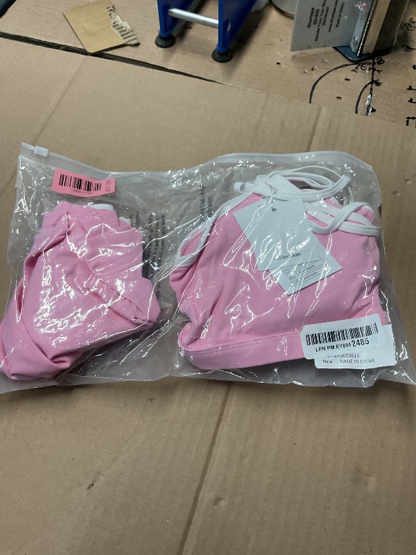 Photo 1 of ***(RUNS SMALL)***Two Piece Workout Sets For Women Sleeveless Backless Sport Bra Matching High Waist Scrunch Butt Biker Shorts 2 Piece Gym Yoga Active Wear Outfits Womens Athletic Work Out Clothes Color Block Pink M