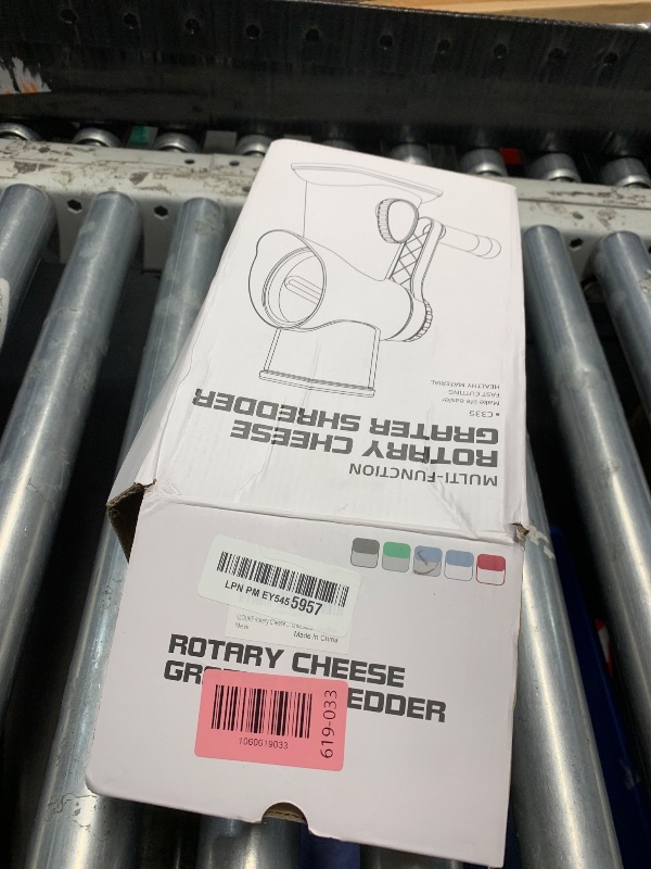 Photo 1 of ***(MISSING PARTS/ SEE NOTES FOR DETAILS)***KEOUKE Rotary Cheese Grater Hand Crank Transparent - Shredder Slicer Grinder 3 Stainless Steel Blades, Stable Suction, Labor-Saving Handle, Safe Kitchen Tool for Cheese, Vegetable, Nuts, Chocolate