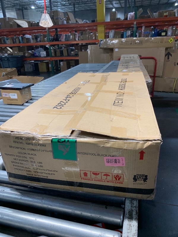 Photo 1 of 'HomePop by Kinfine Fabric Upholstered Counter Height Barstool - 24-inch, Black and Cream Geometric