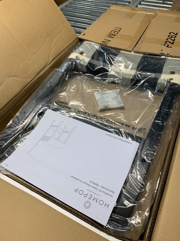 Photo 1 of 'HomePop by Kinfine Fabric Upholstered Counter Height Barstool - 24-inch, Black and Cream Geometric