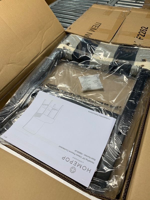 Photo 1 of 'HomePop by Kinfine Fabric Upholstered Counter Height Barstool - 24-inch, Black and Cream Geometric