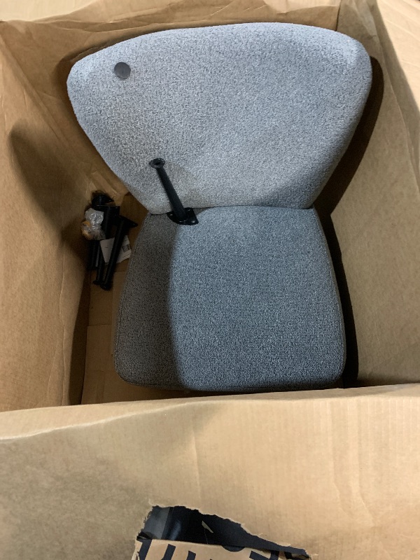 Photo 1 of ****photo stock for reference *****Extra Wide Seat, Big and Tall Cloth Fabric Armless Office Chair with Wheels, Heavy Duty Desk Chair with Curved Backrest, Plus Size Cross Legged Vanity Chairs, Grey, 400LBS