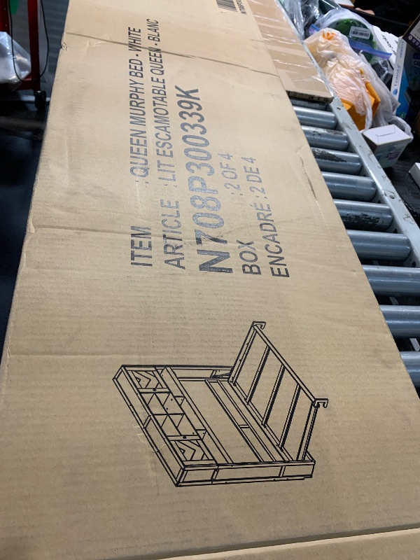 Photo 1 of ****photo stock for reference **** Queen Size Murphy Bed with Sofa Function - Space-Saving Wall Bed, Shelves USB and Light, for Small Apartments/Studios, White