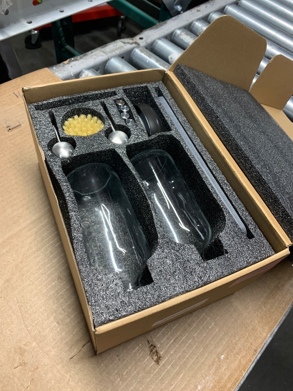 Photo 1 of [Luxury] Kitchen Soap Dispenser Set - 16OZ Clear Glass Bottle, Stainless Steel Pump, Instant Dry Tray, Waterproof Labels, Non-Slip Silicone Pad, and Dish Brush | Upgrade for Your Kitchen and Bathroom