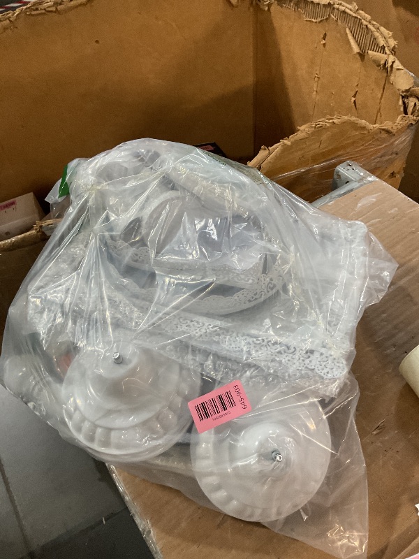 Photo 1 of ****************Missing pieces***************
JALANCY Set of 9 Cake Stands Metal Cupcake Stand Set Multiple Styles Candy Fruit Display Tower Dessert Plate Cake Serving Tray for Birthday Party Wedding Anniversary Baby Shower Engagement (White)