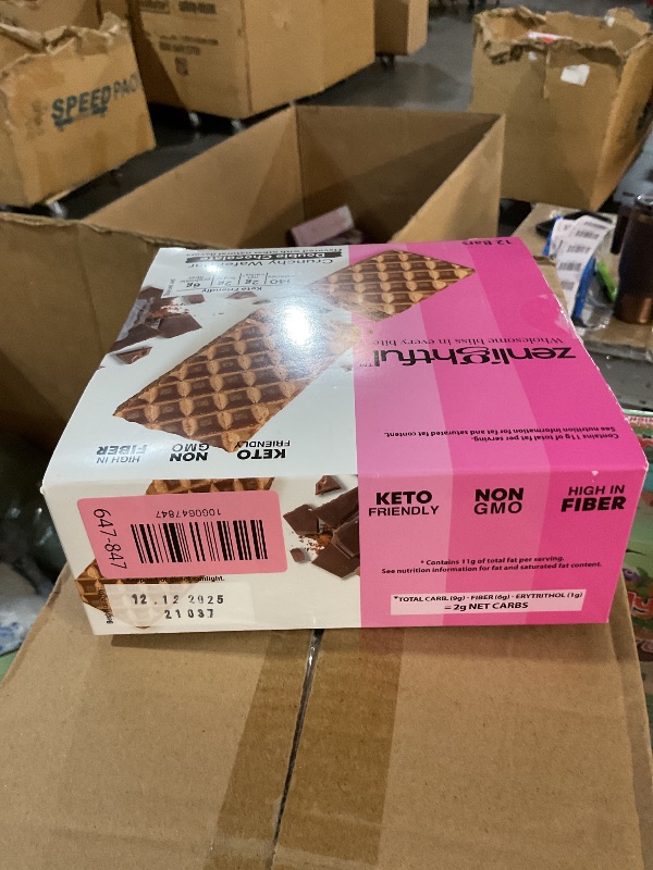 Photo 1 of (EXP 12/12/2025) Zenlightful Double Chocolate Wafer Cookies, Low Carb, Low Sugar, Keto Friendly Healthy Snacks, Only 140 Calories, High Fiber, Vegetarian, Non-GMO, 12 Count