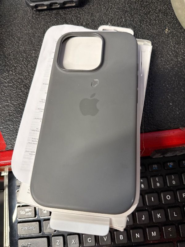 Photo 1 of )*small divot on back* Apple iPhone 16 Pro Silicone Case with MagSafe and Camera Control: Lightweight Phone Case, Wireless Charging Compatible, Smooth Matte Finish; Stone Gray