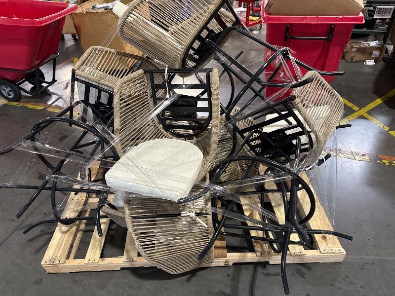 View 6 of ***SOME LEGS ARE BENT***TRUCK/TRAILER PICKUP ONLY***
DWVO Outdoor Counter Height Bar Stools Set of 8, Patio Swivel Bar Chairs with Soft Cushions, 360° Rotation, Bar Height Rattan Chairs for Backyard, Poolside, Garden, Beige