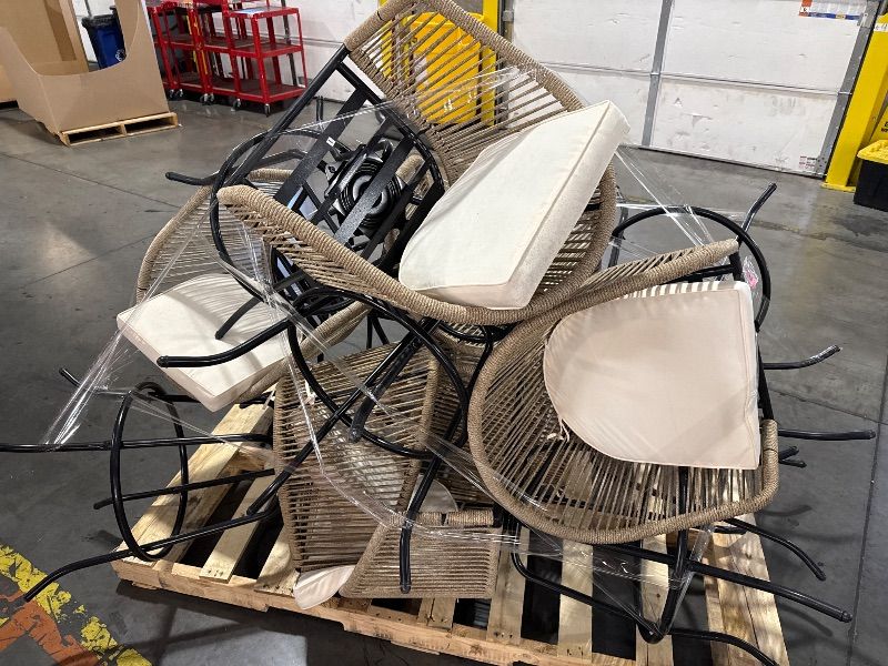 View 5 of ***SOME LEGS ARE BENT***TRUCK/TRAILER PICKUP ONLY***
DWVO Outdoor Counter Height Bar Stools Set of 8, Patio Swivel Bar Chairs with Soft Cushions, 360° Rotation, Bar Height Rattan Chairs for Backyard, Poolside, Garden, Beige