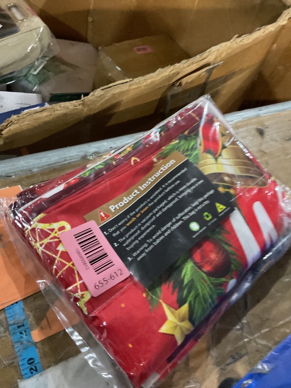 Photo 1 of (used) Arttown Christmas Kitchen Window Curtains and Valances Set 36 Inch, Wreath Xmas Tree Snowflakes Holiday Short Tier