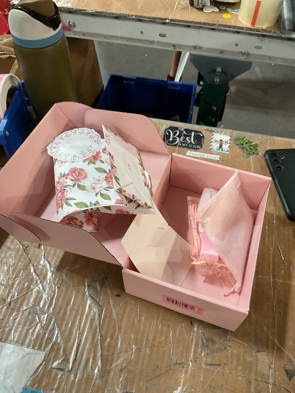 Photo 1 of **HAS SOME DAMAGE**
Elegant Small Pink Gift Box for Women with Lid & Accessories - Reusable Magnetic Closure Gift Box for Birthday,Wedding & Bridesmaid Proposal-Romantic Gift Presentation Set for Mother's Day & Valentine's Day