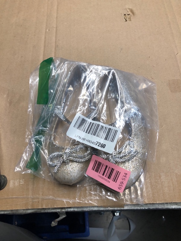 Photo 1 of ***(HEAVILY USED/ MINOR DAMAGE)***K KomForme Girl's Bow Mary Jane Dress Shoes Ballet Princess Flats with Rhinestone Strap for Party Wedding School, Toddler/Little Kid/Big Kid Gold Glitter 12