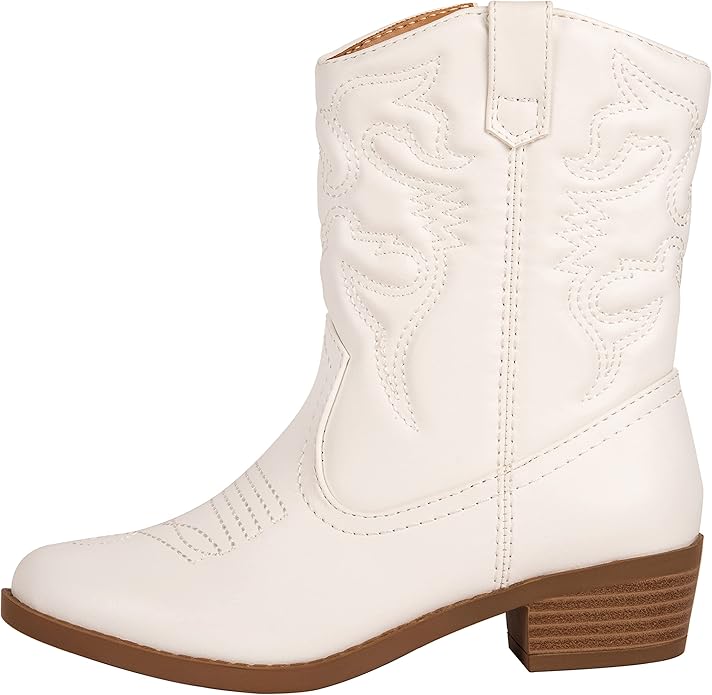 Photo 1 of Kids Western Cowboy Stitched Pointe Toe Low Heel Ankle Mid Shaft Fashion Girls Boys Unisex Boots Children