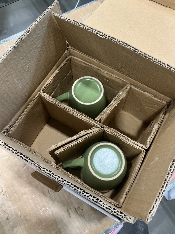 Photo 1 of *****set of 2***** Elanze Designs Solid Color Green White Interior 16 ounce Matte Ceramic Mugs Matching Set of 2