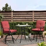 Photo 1 of ***PARTIAL SET*** Mainstays Belden Park 3-Piece Outdoor Furniture Patio High Bistro Chairs Red