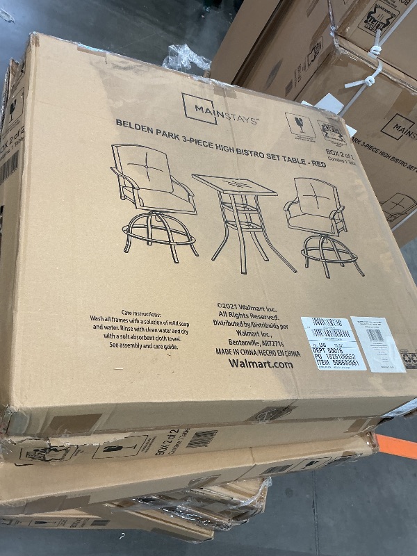 Photo 1 of ***PARTIAL SET*** Mainstays Belden Park 3-Piece Outdoor Furniture Patio High Bistro Chairs Red