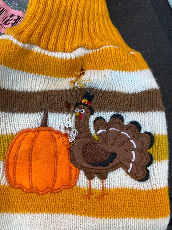 Photo 1 of ***MINOR DAMAGE*** Vehomy Thanksgiving Dog Sweater Pet Pumpkin Turkey Clothes Costume Cat Stripe Turtleneck Knitwear Shirt Pullover Dog Puppy Thanksgiving Clothes for Small Medium Large Dogs Cats S