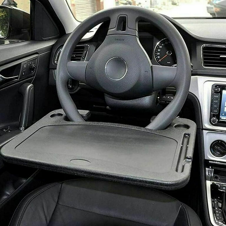 Photo 1 of  Car Eating Laptop Steering Wheel Desk Black Portable Car Steering Wheel Tray Desk Installation Eating And Drinking Rack