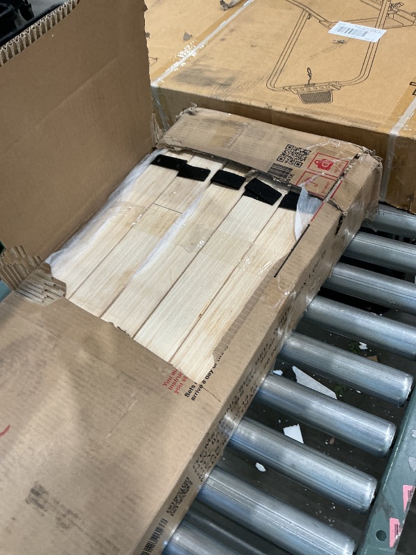 Photo 1 of ***PARTIAL SET*** ***BOX 1 OF 2 ONLY*** Merax King Size Bed Frame and Wood Headboard, Farmhouse White Platform Bed Frame with Sturdy Wooden Support Slats, No Box Spring Needed, Holds up to 800 Pounds, Noise-Free, Easy Assembly