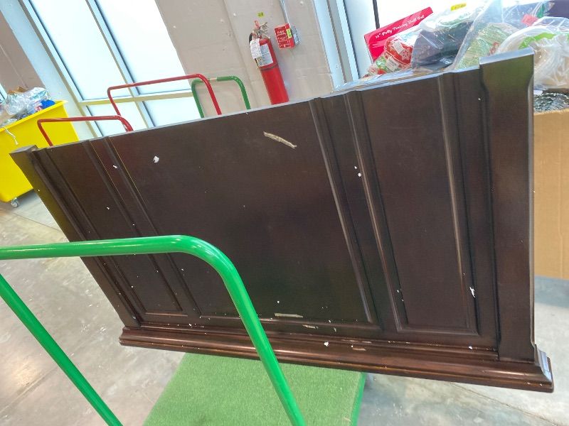 Photo 1 of ***PARTIAL SET*** Signature Design by Ashley Porter Traditional Queen Panel Bed, Hand-Finished, Foundation or Box Spring Needed, Wood, 67.81" W x 88.25" D x 60.25" H, Dark Brown