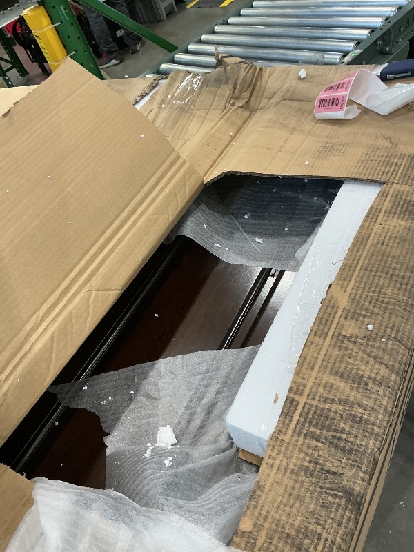 Photo 1 of ***PARTIAL SET*** Signature Design by Ashley Porter Traditional Queen Panel Bed, Hand-Finished, Foundation or Box Spring Needed, Wood, 67.81" W x 88.25" D x 60.25" H, Dark Brown