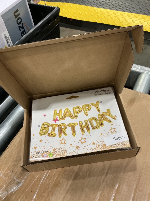 Photo 1 of [85 PCS] 16" Foil Personalized Name Happy Birthday Balloons Letters, Mylar Aluminum Custom Name and Age Letter Balloons, 2 Sets A- Z & 0-9 for Birthday Party Graduation, Mother's Day Event (Gold)