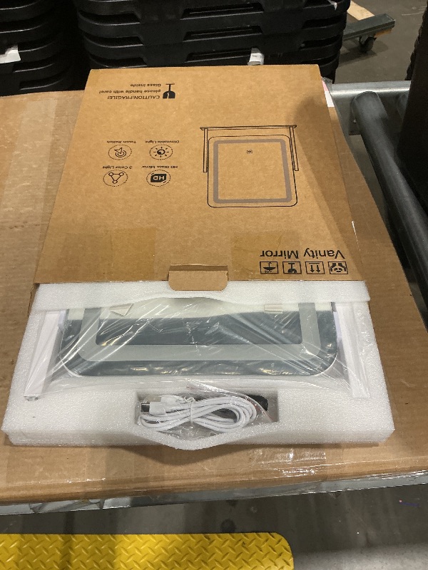 Photo 1 of ****MISSING CHARGING CABLE***FENNIO Vanity Mirror with Lights - 15"x12.6" LED Lighted Makeup Mirror, Large Makeup Mirror with Lights, Touch Screen with 3-Color Lighting, Dimmable, for Vanity Desk Tabletop, Bedroom