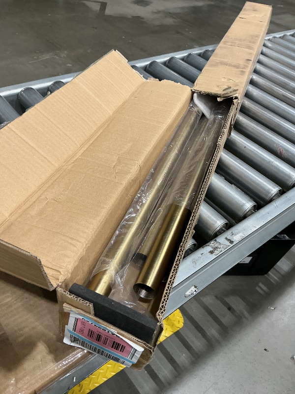 Photo 1 of 1 1/8 Inch Diameter Curtain Rods, 144-240” Telescoping Large Single Window Drapery Rod Heavy Duty With Adjustable Modern Brackets, Warm Gold