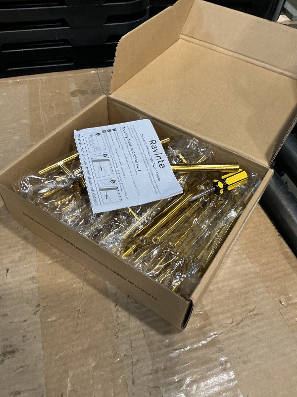 Photo 1 of ***MISSING PIECES*** Ravinte 30 Pack 4 inch Hole Center Gold Cabinet Handles Kitchen Cabinet Handles Brushed Brass Cabinet Pulls 6-3/8" Overall Length