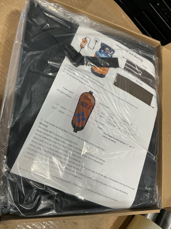 Photo 1 of 1 Pack Propane Tank Heater Blanket Gas LP Cylinder Tank Heater with Thermostat Controller Adjustment 41-122 °F and Timer Function, Propane Buckets Warmer Blanket Fit for 5-40LB Tanks (Black)