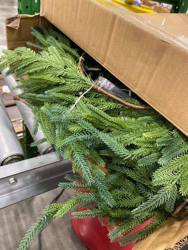 Photo 1 of *MINOR DAMAGE - USED*
Mduvoz 9 FT Artificial Norfolk Pine Garlands with Lights, Pre-Lit Christmas Garland, Real Touch Pine Artificial Faux Greenery Garland for Table, Mantle, Wall, Indoor, Outdoor Christmas Decorations
