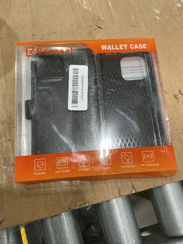 Photo 1 of *MINOR DAMAGE - USED*
Bocasal Detachable Wallet Case for iPhone 15 Pro Max RFID Blocking Card Slots Holder Premium PU Leather Magnetic Kickstand Shockproof Wrist Strap Removable Flip Protective Cover 5G 6.7 inch (Black)