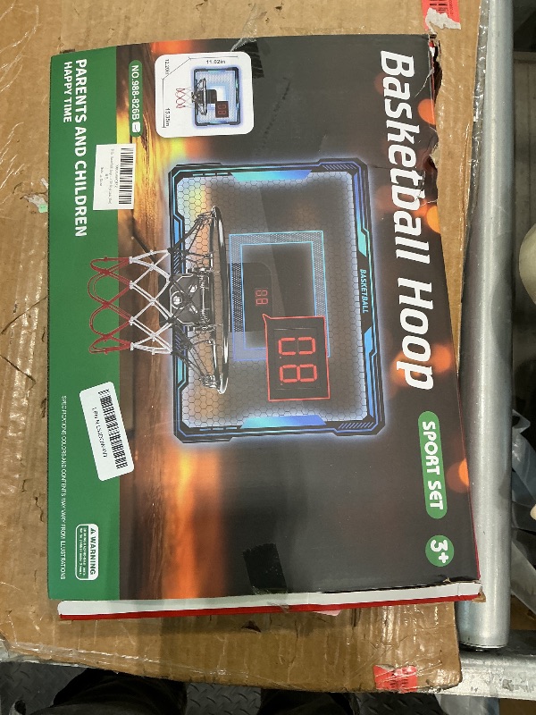 Photo 1 of **MISSING PARTS**
Molutsody Indoor Basketball Hoop for Kids - Over The Door Mini Basketball Hoop with LED Light & Scoreboard, Includes 3 Balls & Air Pump - Basketball Toys Gifts for 4-12 Year Old Boys Girls (Blue)