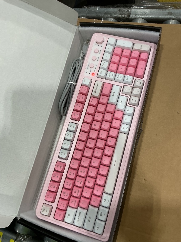 Photo 1 of *MINOR DAMAGE - USED*
AULA 99 Key Keyboard, Wireless Gaming Keyboard Bluetooth Computer Keyboards Creamy Cute with Number Pad RGB Backlit Tri-Mode BT/2.4GHz/USB-C - Pink
