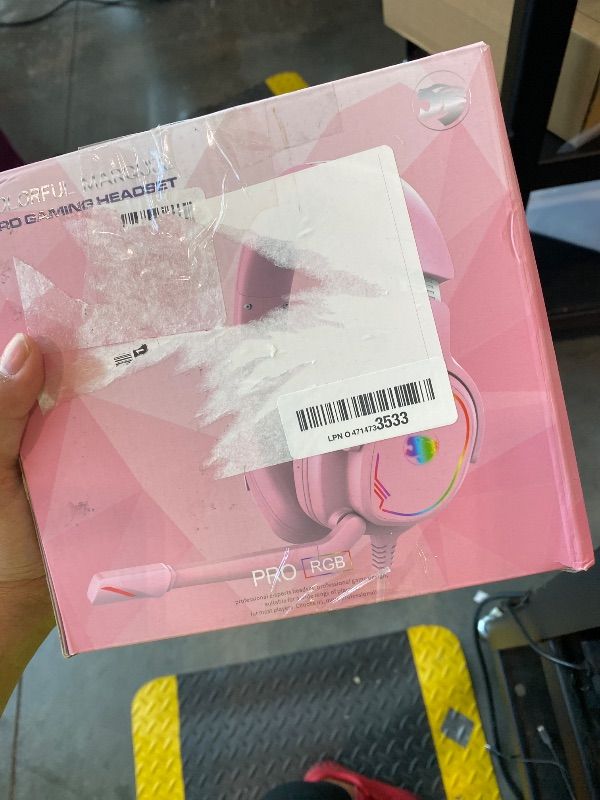 Photo 1 of *MISSING PARTS - See Clerk Notes*
Jimonyer Gaming Headset for PC/PS4/PS5/Xbox One/Switch, Stereo Surround Sound Gaming Headphones with Noise Canceling Flexible Mic, Computer Headset with 3.5mm Jack & RGB Light (PinkCat)