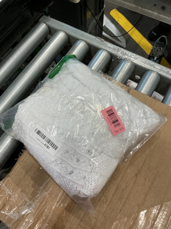 Photo 1 of **MINOR DAMAGE/check clerk comments**
Women's Stretched High Waist Crochet Hollow Out Knit Flowy Patterned Lace Maxi Skirt (Medium, White)