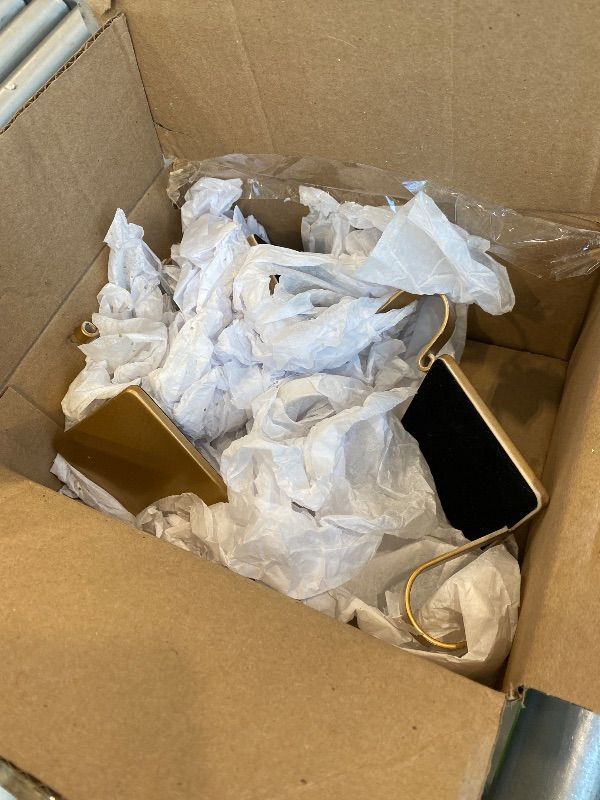 Photo 1 of *MINOR DAMAGE - USED*
Tandefio 6 Pcs Christmas Stocking Holders for Mantel Heavy Duty Metal Stocking Hooks with Protective Pads for Xmas Fireplace Home (Brass)