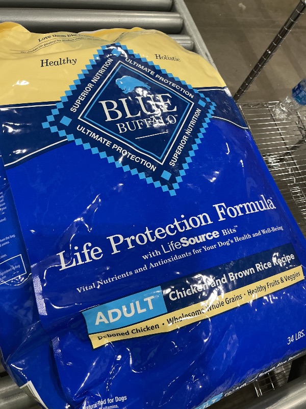 Photo 1 of ******EXP 2026 MAR 19*****  Blue Buffalo Life Protection Formula Adult Dry Dog Food, Helps Build and Maintain Strong Muscles, Made with Natural Ingredients, Chicken & Brown Rice Recipe, 34-lb. Bag