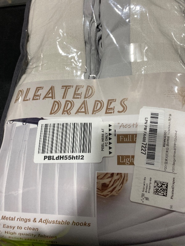 Photo 1 of 100% Blackout Linen 96 Inch Curtains 2 Panel Set for Bedroom, Modern Pinch Pleated Natural Linen Off Beige White Insulated Heavy Curtain 40 x 96 Inches Length Sliding Glass Door Room Darkening Drapes