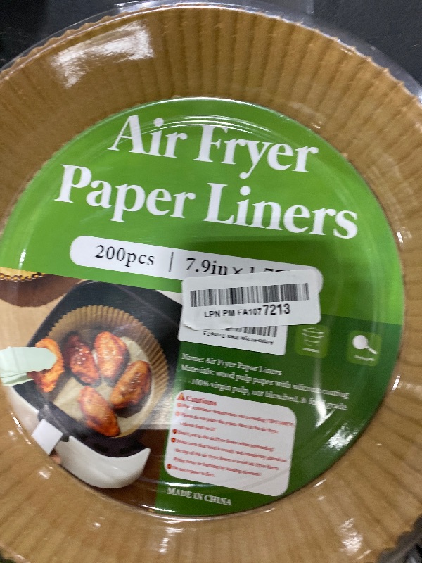 Photo 1 of 200PCS Air Fryer Liners Disposable: Round 7.9 Inch Non-Stick Airfryer Paper Liners - Food Grade Parchment Paper for 5 6 7 8 QT Air Fryer Baking and Roasting - Waterproof and OilProof (10 Inch on Top)