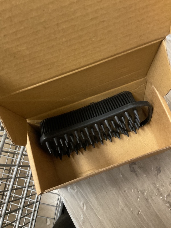 Photo 1 of 2 PC Silicone Body Scrubber, 2 in 1 Exfoliating Shower Bath Scrubber, Soft Silicone Loofah for Sensitive Skin, Shower Hair Scalp Massager, Easy to Clean, Lather Well (Grey&Black)