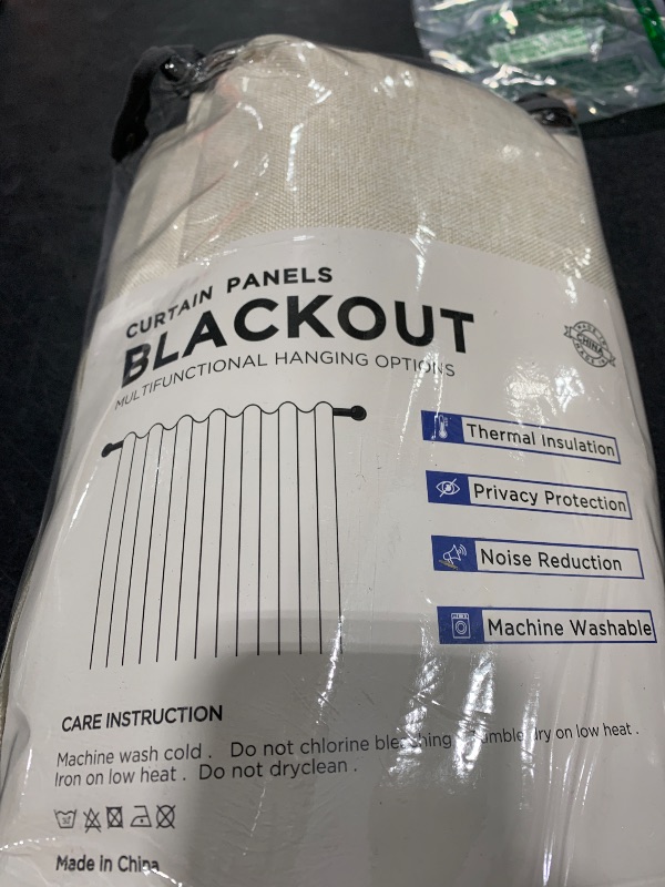Photo 1 of 100% Blackout Shield Linen Blackout Curtains for Bedroom 84 Inches Long, Back Tab/Rod Pocket Living Room Drapes, Thermal Insulated Blackout Curtains 2 Panels Set, 50" W x 84" L, Cream