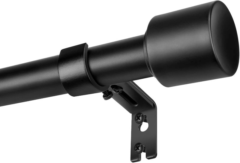 Photo 1 of 1” Diameter Matte Black Curtain Rod Itself is 30-60 inch 1 Pack, Fit 30 to 54 Windows