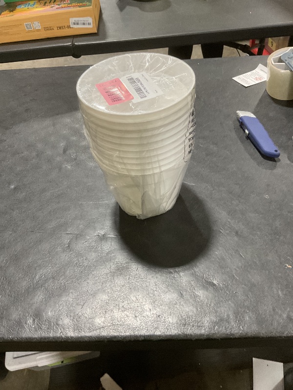 Photo 1 of 10 Pack 6 Inch Plant Pots with Drainage and Saucers, White Plastic Flower Pots for Indoor and Outdoor Plants, Stackable Nursery Planters for Houseplants and Herbs, White