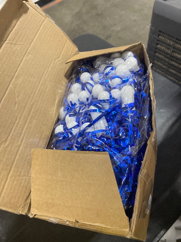 Photo 1 of 100 Pcs Cheerleading Pom Poms Metallic Foil Cheer Pompoms with Plastic Handle Cheerleader Pompoms Spirit Fun for Cheer Squad Dancing Party Performance Game Ball Sports Team(Blue, Gold)