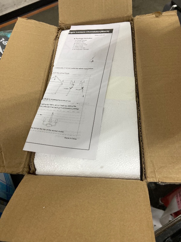 Photo 1 of 4 Light Chandelier, Industrial Ceiling Light Black Lantern Light Fixtures with Farmhouse Metal Cage Adjustable Height Rustic Geometric Hanging Light E12 Base for Kitchen Island, Entryway, Indoor