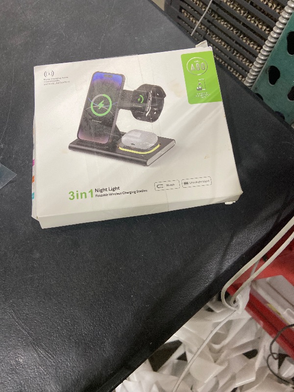 Photo 1 of 3 in 1 Foldable Charging Station for Apple Products,Wireless Charger for iPhone 17 16 15 14 13 12 Pro Max,Travel Dock Adapter&Light for iWatch Series 11 10 9 Ultra 3/2 SE 3/2,for AirPods 4 3 2 Pro 3/2