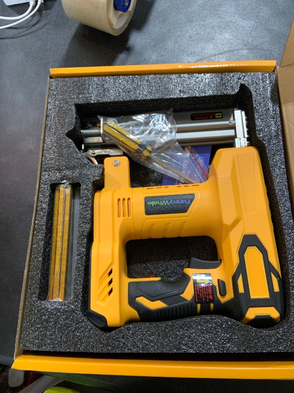 Photo 1 of 18 Gauge Brad Nailer/Narrow Crown Stapler Compatible with Dewalt 20V MAX Battery(NO Battery) 2 in 1 Cordless Nail Gun with 1000 Nails and 1000 Staples for Home Improvement, DIY and Woodworking