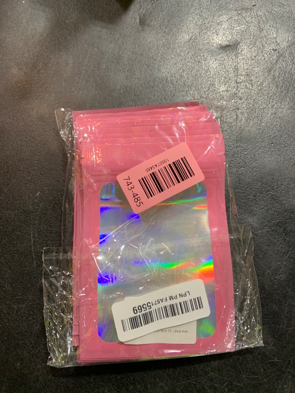 Photo 1 of 100 Pack Mylar Bags - 4 x 6 Inch Resealable Smell Proof Bags Foil Pouch Flat Bag with Front Window Pink